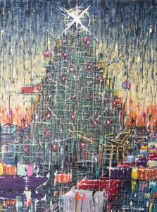 Ghanbari - painting of a decorated tree with gifts