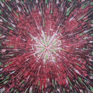 Ghanbari - painting of a red and white radial burst