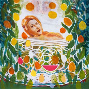 Rasoul Soltani, painting for Yalda Night: The End of the Black Night is White